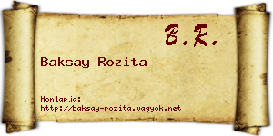 Baksay Rozita névjegykártya